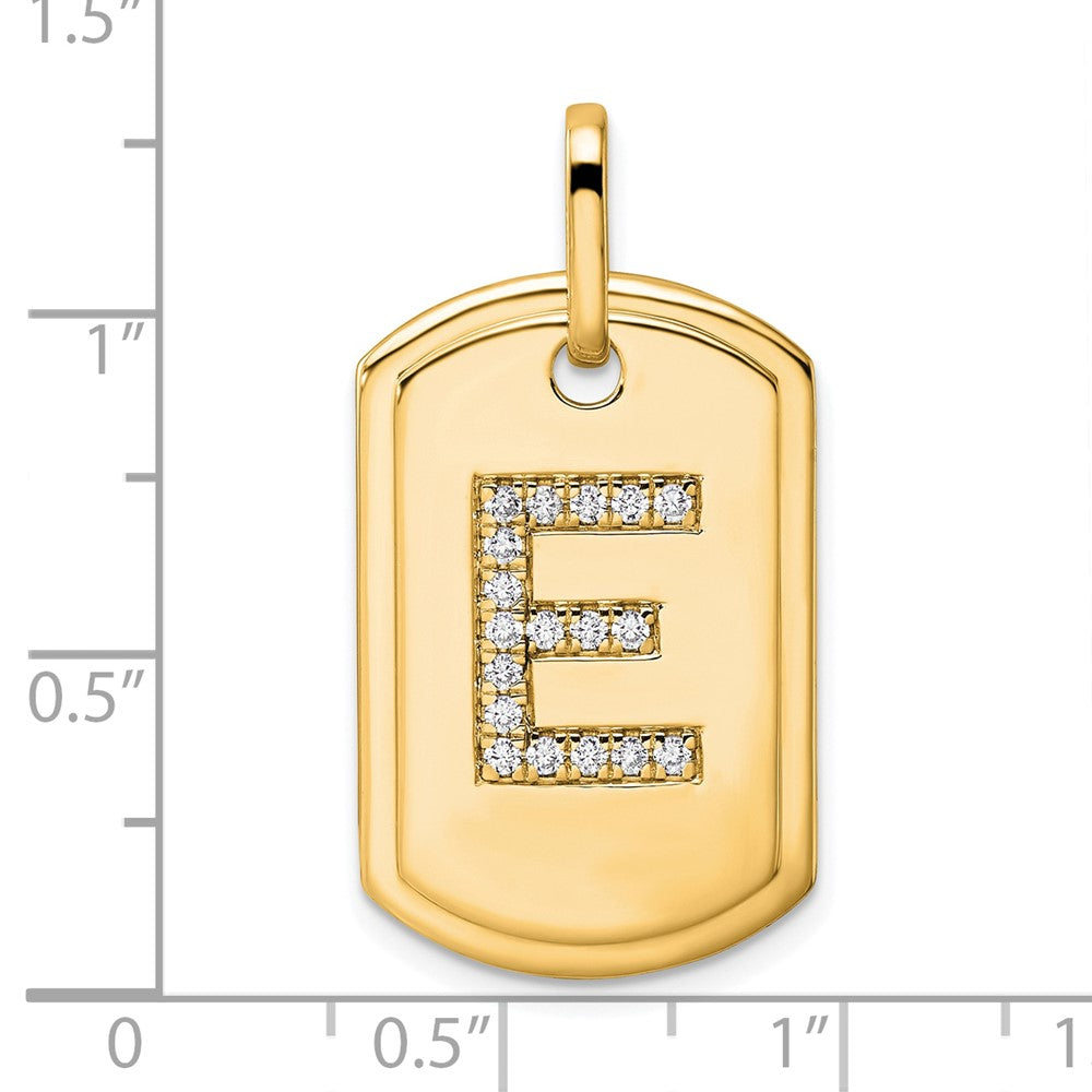 14K Gelbgold Diamant-Hundemarken-Charm mit Initiale E