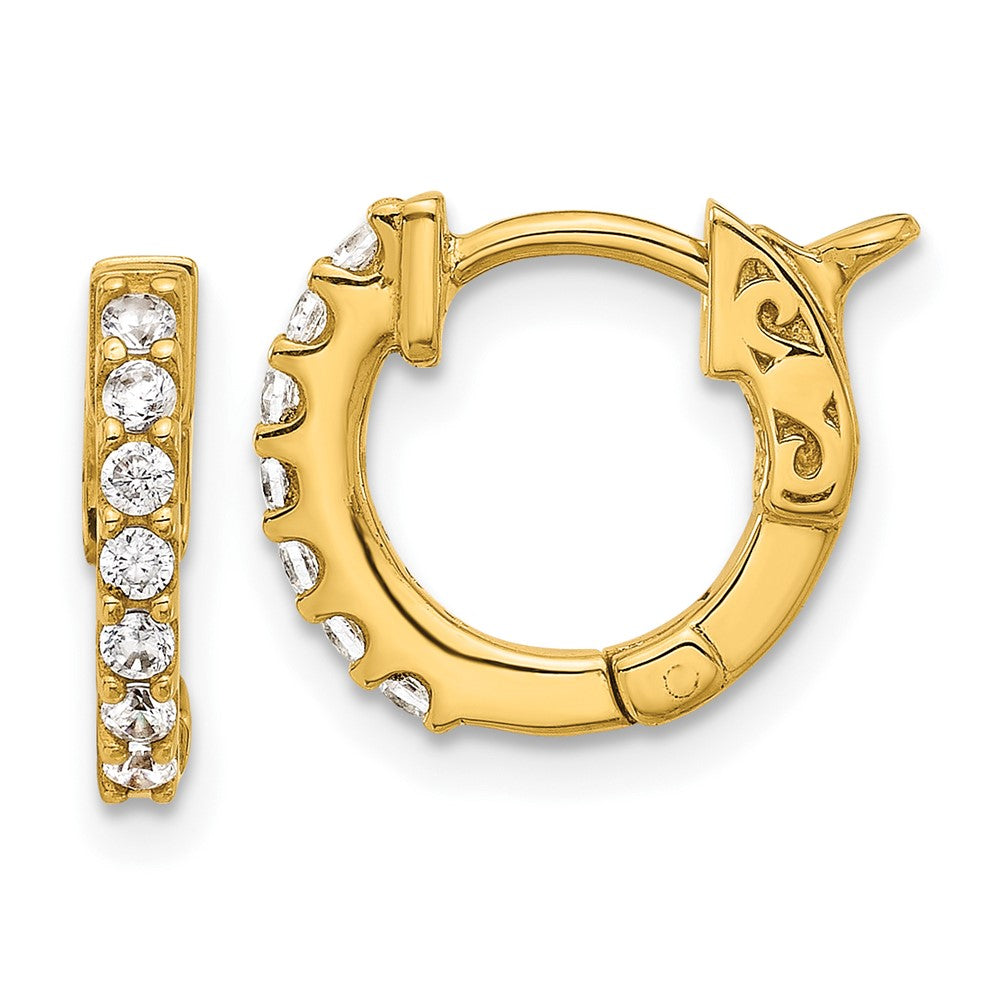 14K Gelbgold.31 Karat Diamant Rund Creole mit Sicherheits Verschluss Ohrringe