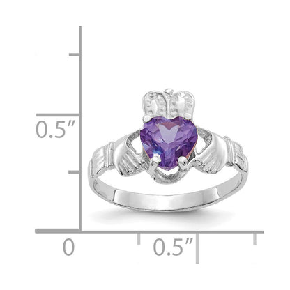 14K Weißgold June Zirkonia Herz Geburtsstein Claddagh Ring