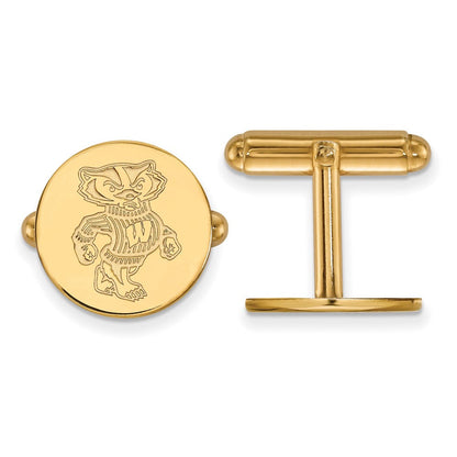 14K Gelbgold Gold Logoart University Of Wisconsin Badger Manschette Knöpfe