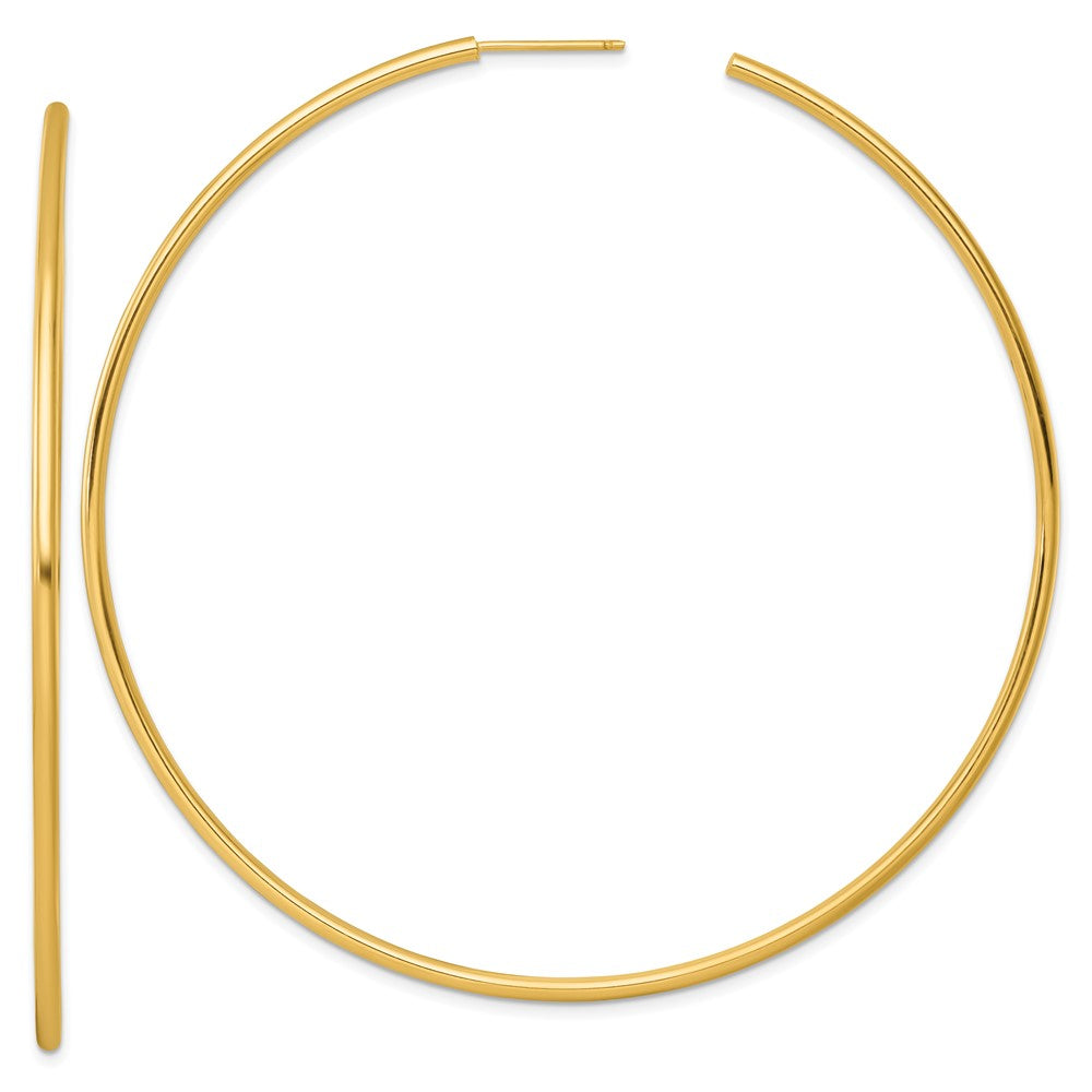14K Gelbgold Poliert 2.0 X 80mm Röhre C-hoop Ohrstecker
