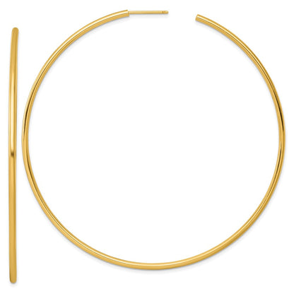 14K Gelbgold Poliert 2.0 X 80mm Röhre C-hoop Ohrstecker