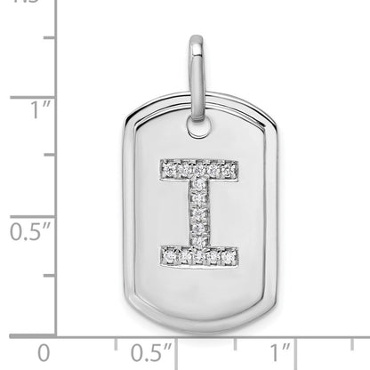 14K Weißgold Diamant-Initial-„I“-Dog-Tag-Charm