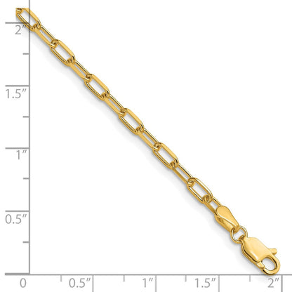 14K Gelbgold 3.0mm Massiv Abgeschrägt Büroklammer Gliederarmband