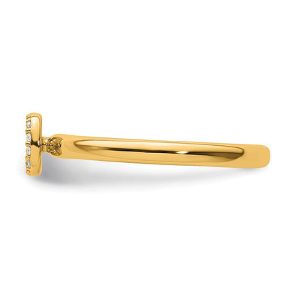 14K Gelbgold Stapelbar Diamant Initiale D Größe 7 Ring