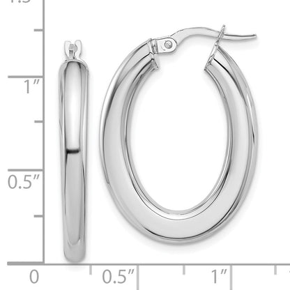 14K Weißgold 3x29mm Poliert Oval Röhre Creolen