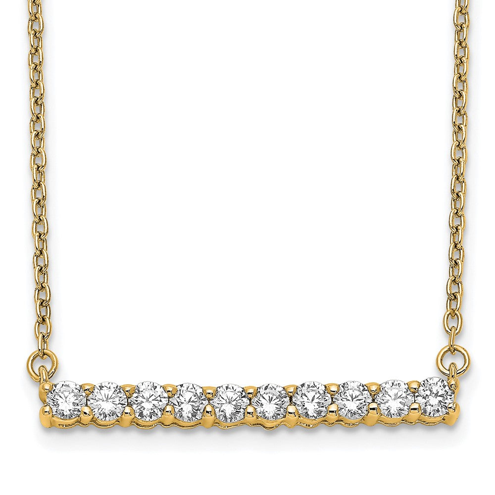14K Gelbgold Poliert 1/2 Karat Diamant Stab 18 Zoll Halskette