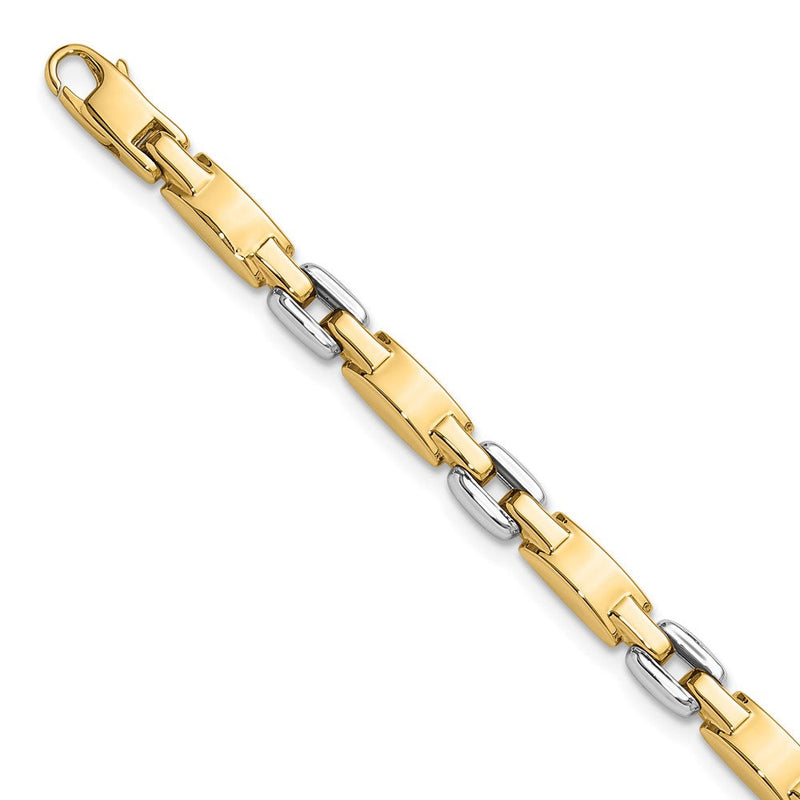 14K Bicolor Gold Bicolor Poliert 4.8mm Fantasieglieder Gliederarmband