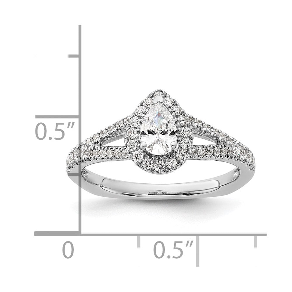 14K Weißgold Verlobungsring mit birnenförmigem Diamant