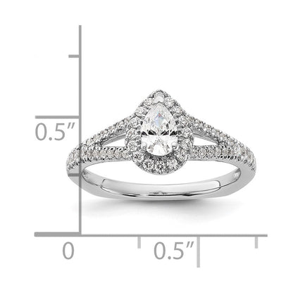 14K Weißgold Verlobungsring mit birnenförmigem Diamant