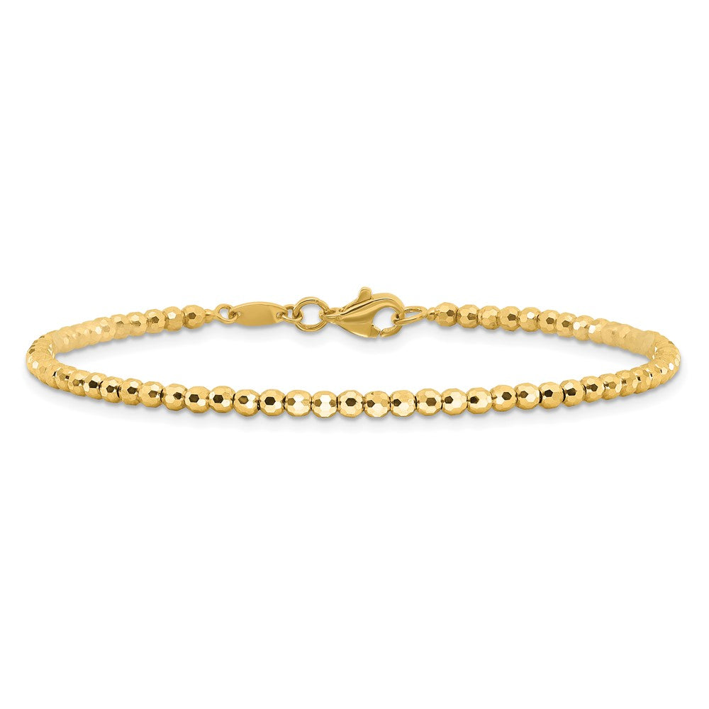 14K Gelbgold Poliert und Diamantiert Gekugelt 7.25 Zoll Armband
