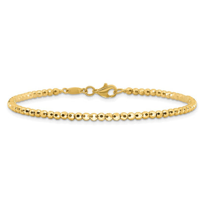 14K Gelbgold Poliert und Diamantiert Gekugelt 7.25 Zoll Armband