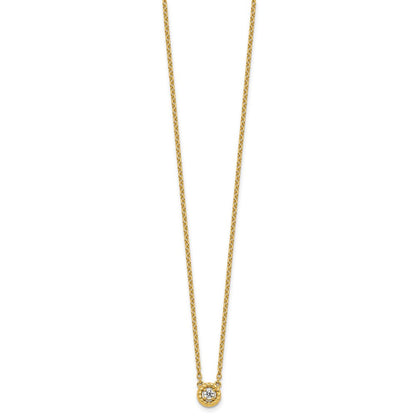 14K Gelbgold Poliert und Gedreht 1/10 Karat Diamant 18 Zoll Halskette