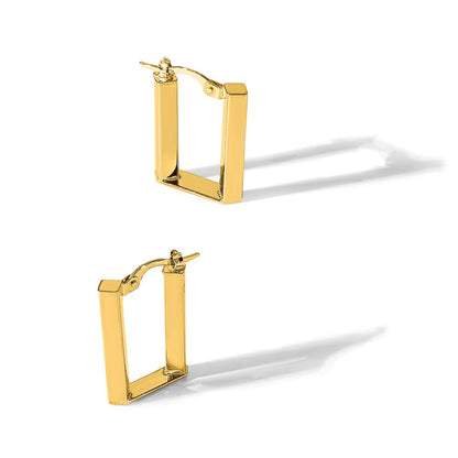14K Gelbgold 4x28mm Poliert U-shape Röhre Creolen