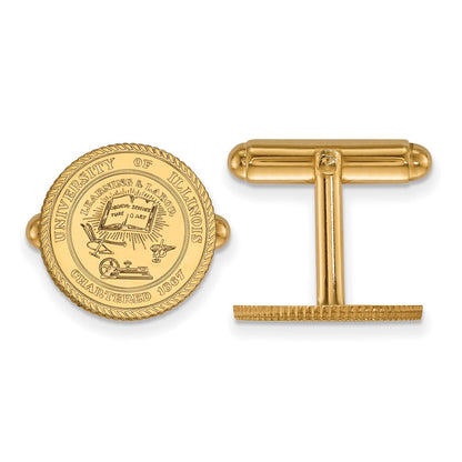 14K Gelbgold Gold Logoart University Of Illinois Wappen Manschette Knöpfe