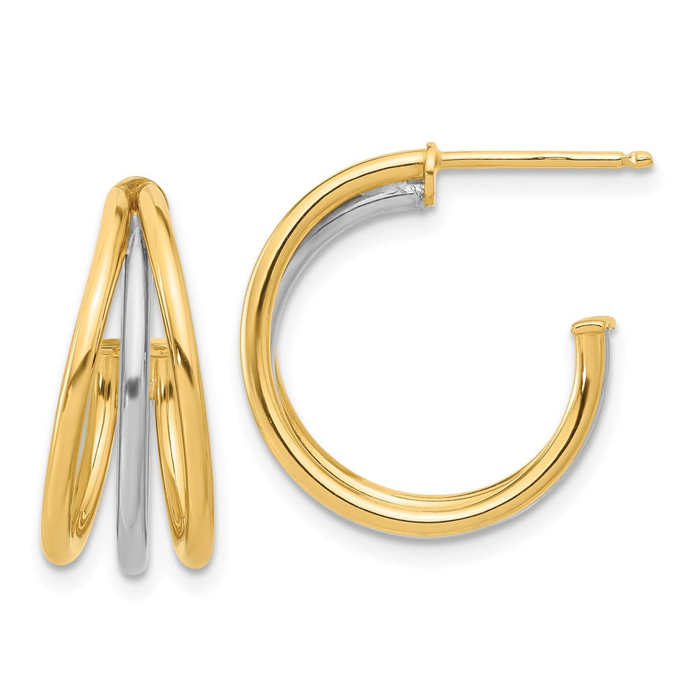 14K Bicolor Gold Bicolor Poliert Multi Reihe Creole Ohrstecker