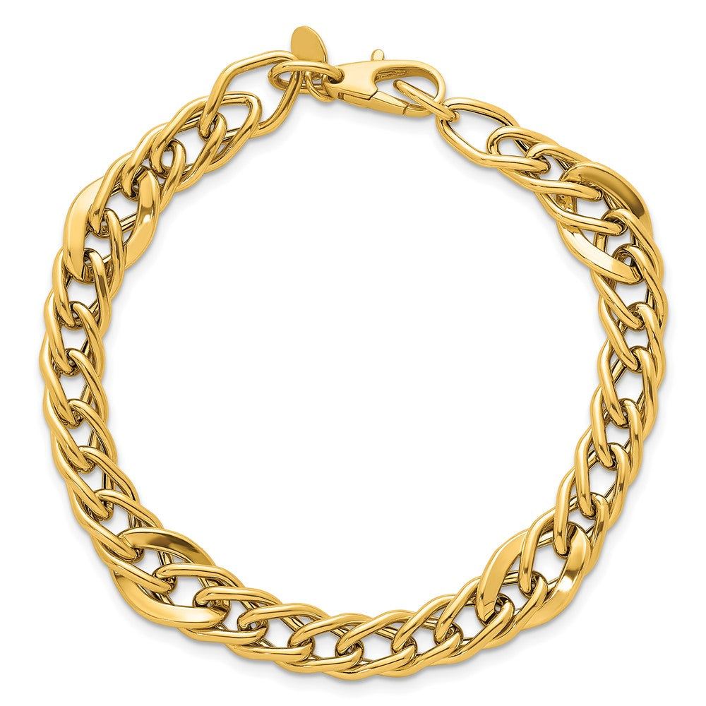 14K Gelbgold Poliert Multi Abgestuft Panzer Glieder Gliederarmband
