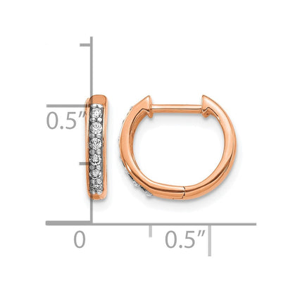 14K Roségold Creolen mit Klappscharnier und 0,125 Karat Diamanten