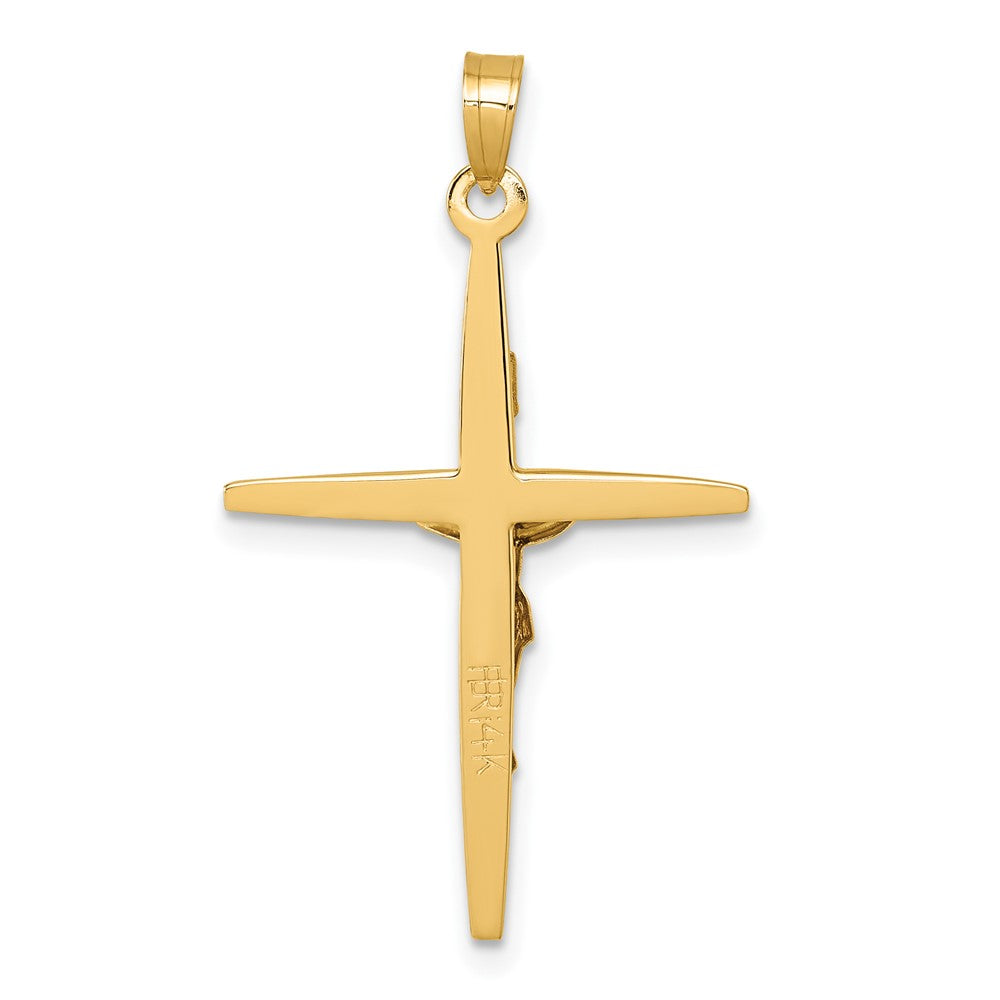 14K Gelbgold mit Rhodium Poliert Inri Kruzifix Kreuz Anhänger