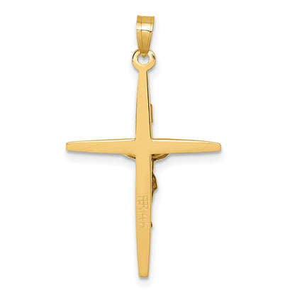 14K Gelbgold mit Rhodium Poliert Inri Kruzifix Kreuz Anhänger