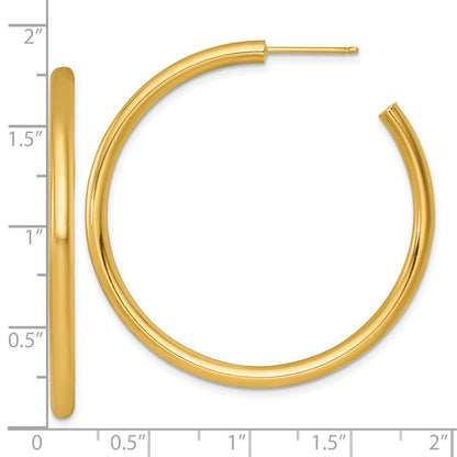 14K Gelbgold Poliert 3.0 X 45mm Röhre C-hoop Ohrstecker