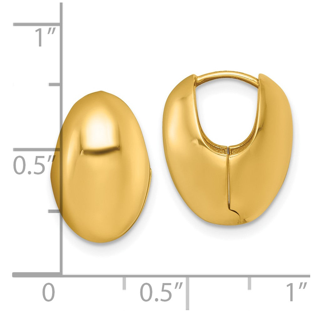 14K Gelbgold Poliert Gewölbt Oval Klappbar Creolen