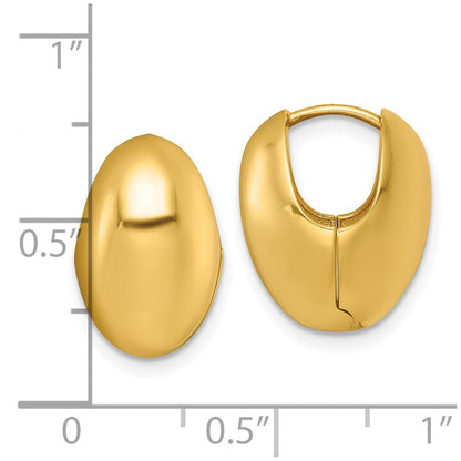 14K Gelbgold Poliert Gewölbt Oval Klappbar Creolen