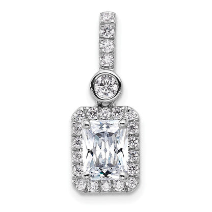 14K Weißgold Anhänger mit 2 ct. zertifiziertem, im Labor gezüchtetem Diamant VS/SI+ G+ im Radiant-Schliff mit komplettem Halo