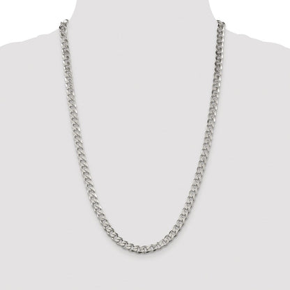 Sterlingsilber Rhodiniert 7mm Pavé‚ Panzer 26 Zoll Kette