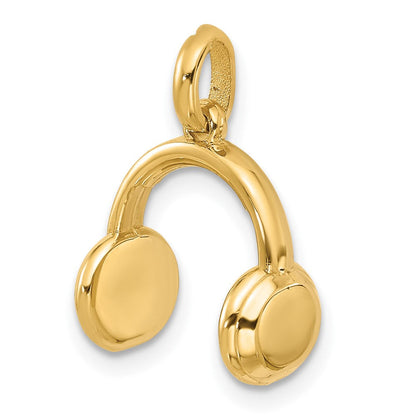 14K Gelbgold Fancy-Kopfhörer-Charm