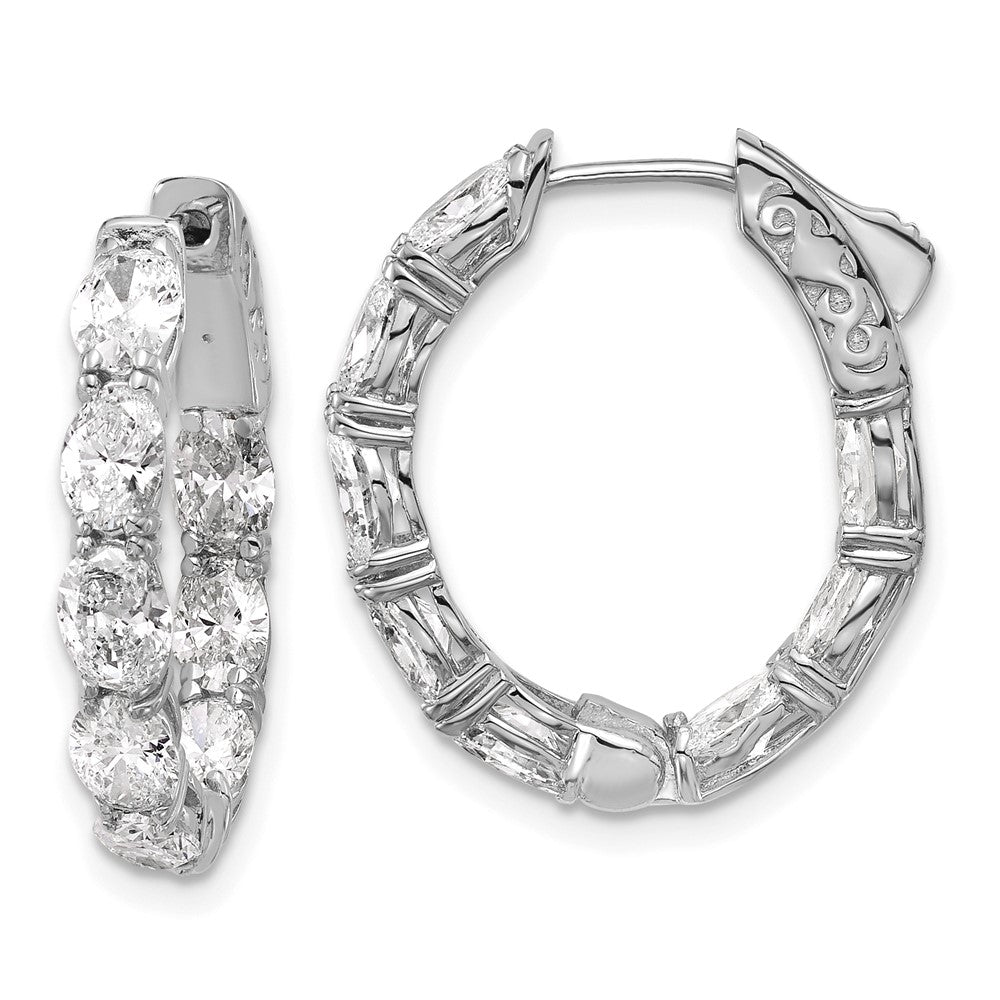 14K Weißgold zertifizierte 5x3 Oval Laborgezüchtete VS/SI FGH Diamant Innen/Außen Creolen
