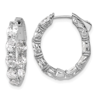 14K Weißgold zertifizierte 5x3 Oval Laborgezüchtete VS/SI FGH Diamant Innen/Außen Creolen