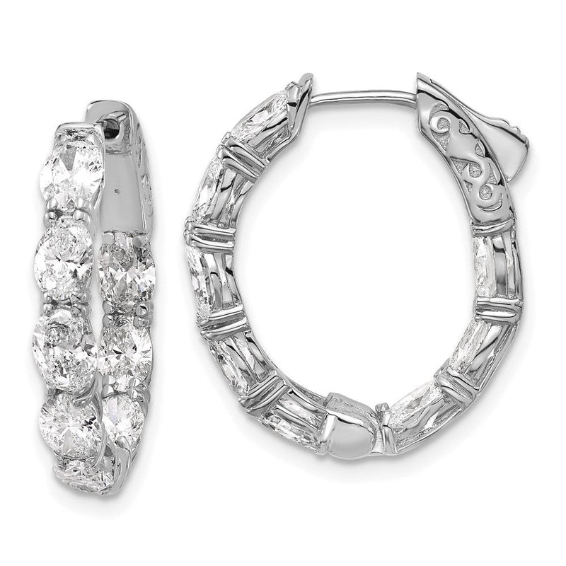 14K Weißgold zertifizierte 5x3 Oval Laborgezüchtete VS/SI FGH Diamant Innen/Außen Creolen