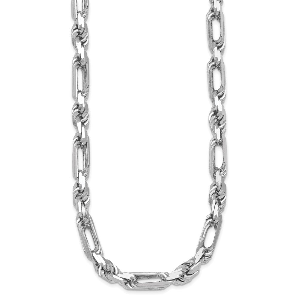Sterlingsilber Rhodiniert Poliert 8.00mm Figaro Kordel Kette 20 Zoll Halskette