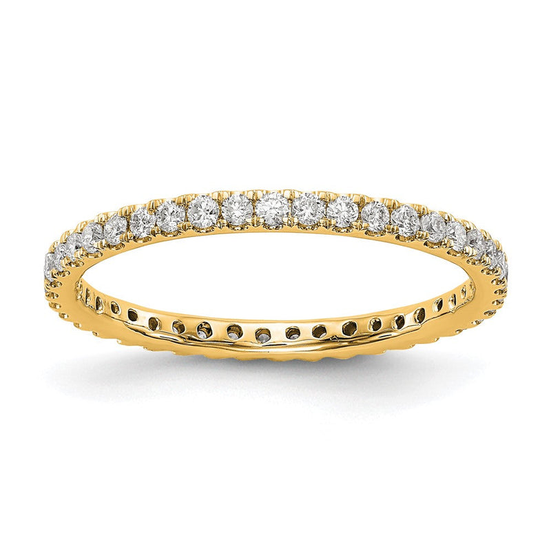 14K Gelbgold Poliert Größe 7.5 U-shared Krappen 1/2 Karat Diamant Komplett Memoire Ehering Ring