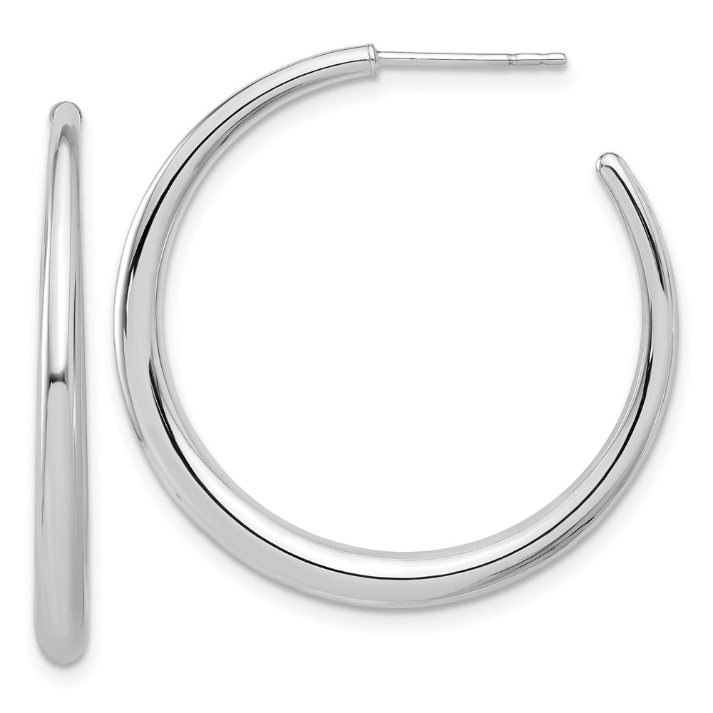 14K Weißgold Poliert Creole Ohrstecker