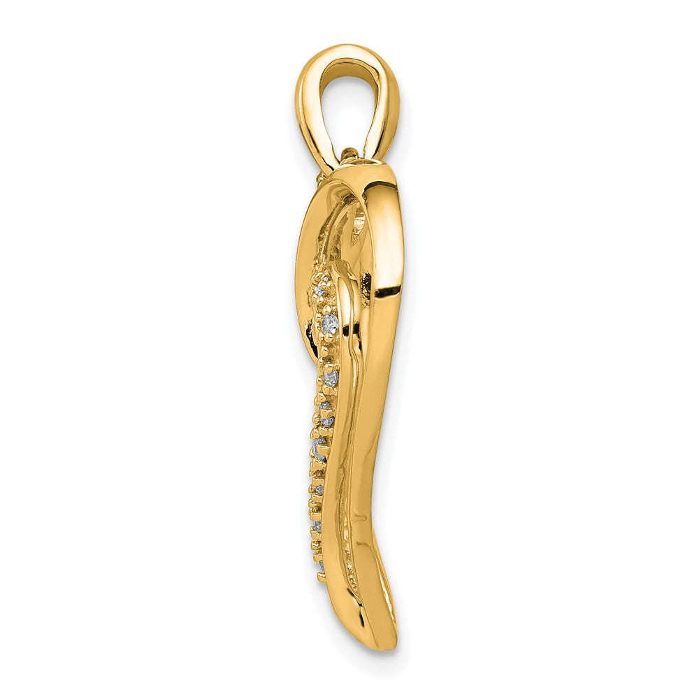 14K Gelbgold Diamant-Herz-Anhänger, ausgefallenes Design, 0,10 ct