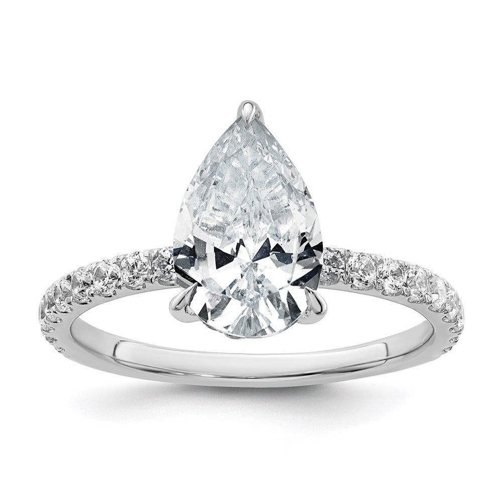 14K Weißgold 2,625 ct. zertifizierter im Labor gezüchteter Diamant VS/SI+ G+ Birne Komplett-Solitär mit Schwung Verlobungsring