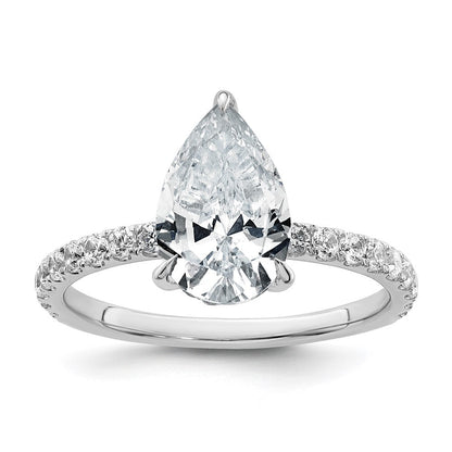 14K Weißgold 2,625 ct. zertifizierter im Labor gezüchteter Diamant VS/SI+ G+ Birne Komplett-Solitär mit Schwung Verlobungsring