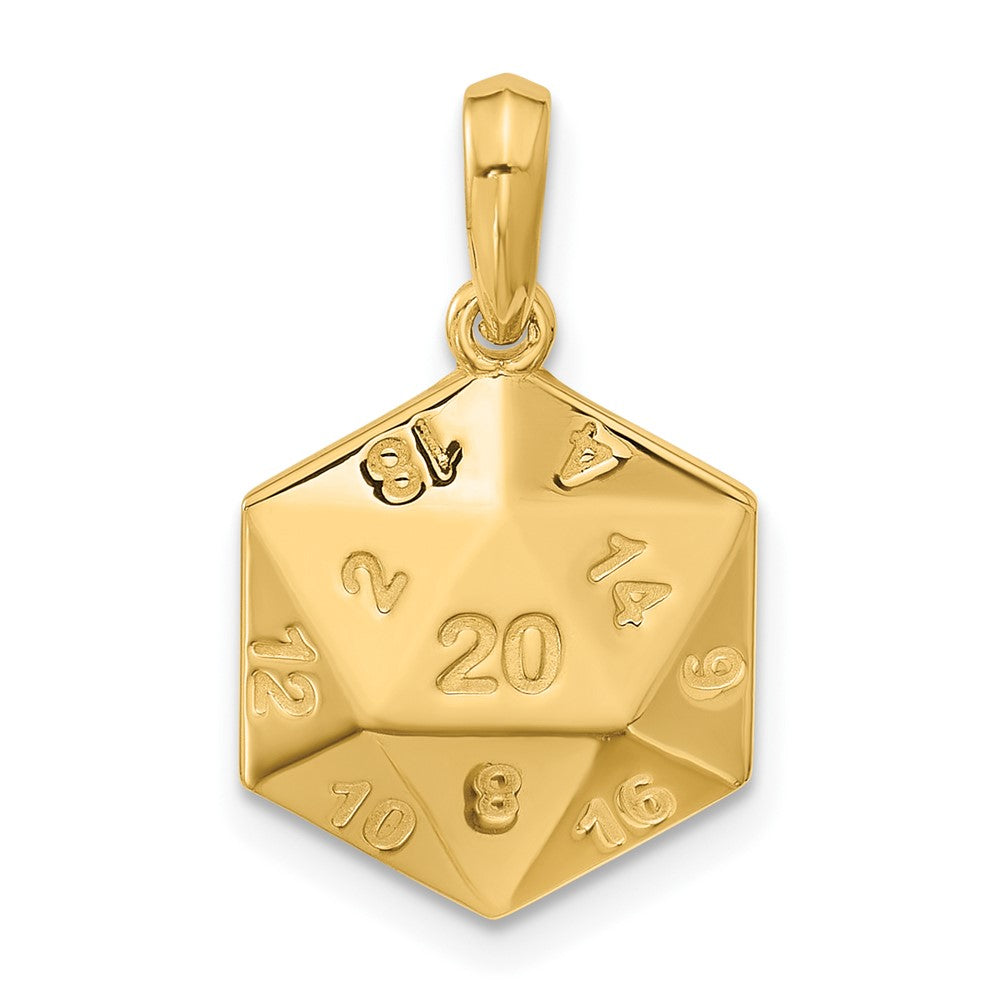 14K Gelbgold Poliert D20 Zwanzigseitiger Würfel-Anhänger