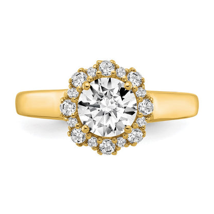 True Origin 14K Gelbgold 0,25K Labor Gezüchteter Diamant VS+ F+ Semi-Mount Rund Halo Verlobungsring