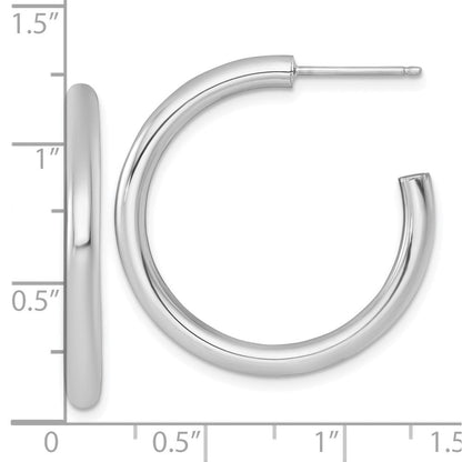 14K Gelbgold Poliert 3.0 X 30mm Röhre C-hoop Ohrstecker