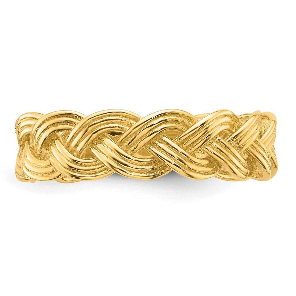 14K Gelbgold Polierter Fancy-Geflochtener Ring, Größe 7