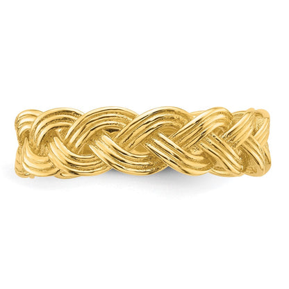 14K Gelbgold Polierter Fancy-Geflochtener Ring, Größe 7