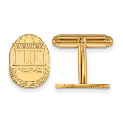 14K Gelbgold Gold Logoart Coastal Carolina University Wappen Manschette Knöpfe