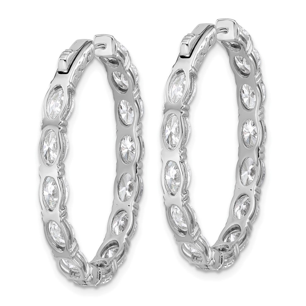 14K Weißgold Zertifizierte Oval- und Rund-Diamant Innen-/Außen-Creolen VS/SI FGH