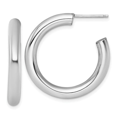 14K Weißgold Poliert 4.0 X 30mm Röhre C-hoop Ohrstecker
