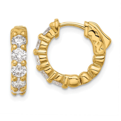 14K Gelbgold 1.7 Karat Diamant Rund Creole mit Sicherheits Verschluss Ohrringe