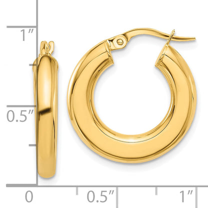 14K Gelbgold 3x23mm Poliert Röhre Creolen