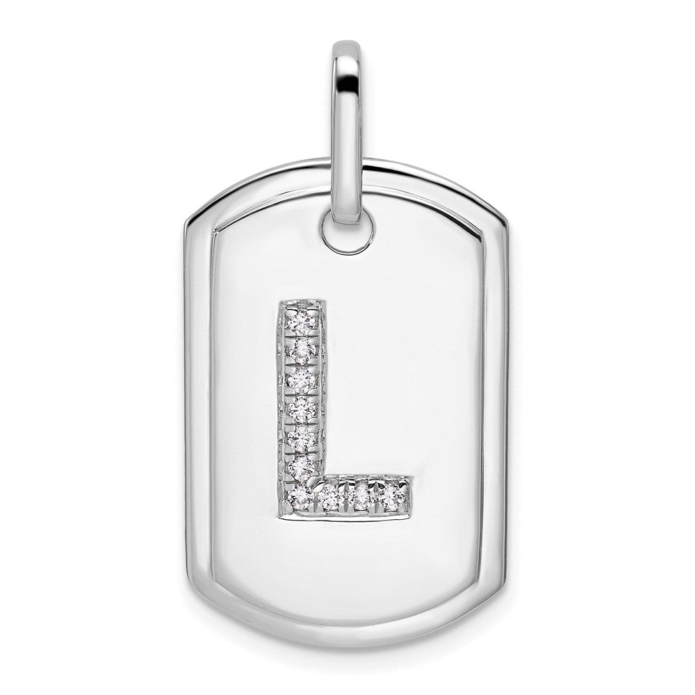 14K Weißgold Diamant Erkennungsmarke Charm mit Buchstabe L